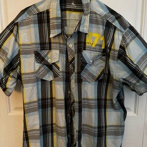 Disney Mickey 1971 Blue and Black Button Down Shirt